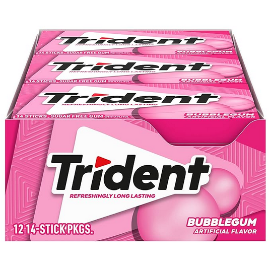 Picture of Trident Bubble Gum Sugar Free Gum 12 Packs