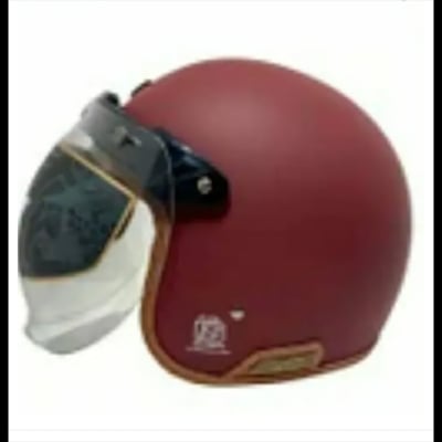 Picture of Axor Retro Jet Leather Dot And Isi Certified Helmet (Red)