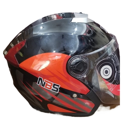Picture of MIBK Open Half Face 603 Glossy Black Red Helmet (নিউ মডেল হেলমেট) (Red and Black)