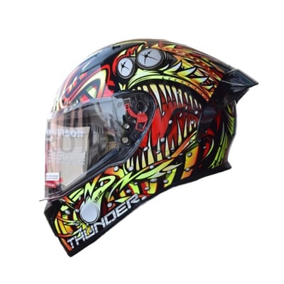 Picture of FULL FACE BIKE STUDDS THUNDER HELMET FOR BIKE RIDER BLACK YELLOW (Black)