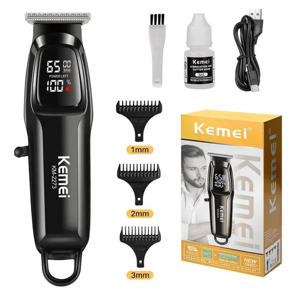 Picture of KEMEI KM-2273 Professional Mens Hair Cutting Wireless Trimmer LED Display Haircut 1800mah Lithium Battery