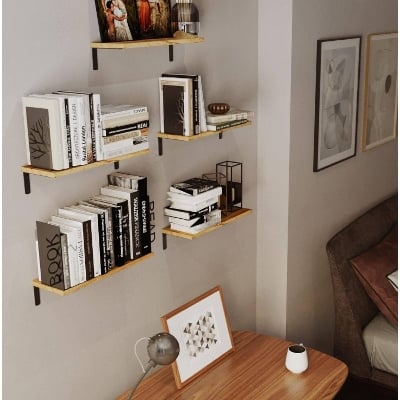 Picture of Bedroom Shelves, Floating Shelves 17"X6"(1 Piece) - Book Shelf Brown