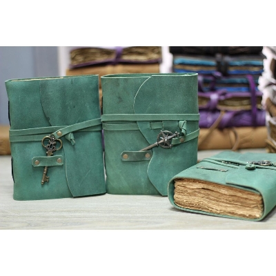 Picture of Pranjals House Antique Handcraft Leather Journal Notebook Diary For Men & Women Light green A5