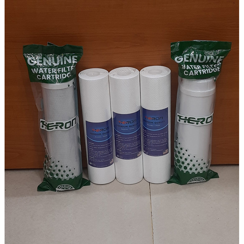 Picture of Sediment Filter PP (1 Micron)-3 Pcs, CTO Net Carbon-1 Pcs and 10" UDF Box Carbox-1 Pcs (5 Pcs Package) HERON PREMIUM