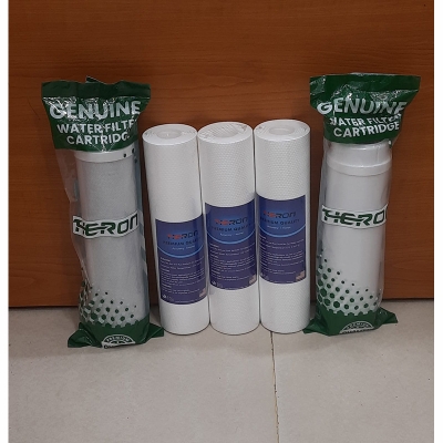 Picture of Sediment Filter PP (1 Micron)-3 Pcs, CTO Net Carbon-1 Pcs and 10" UDF Box Carbox-1 Pcs (5 Pcs Package) HERON PREMIUM