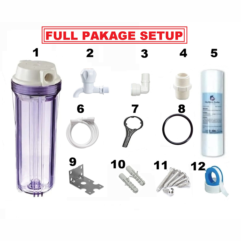 Picture of 10 Inch Water Filter Purifier with all Accessories for Household Iron Removal Water Cartridge Filter (FULL PAKAGE)