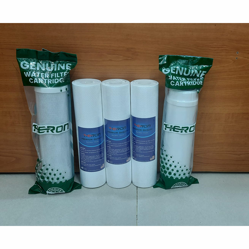 Picture of Sediment Filter PP (1 Micron)-3 Pcs, CTO Net Carbon-1 Pcs and 10" UDF Box Carbox-1 Pcs (5 Pcs Package) HERON PREMIUM