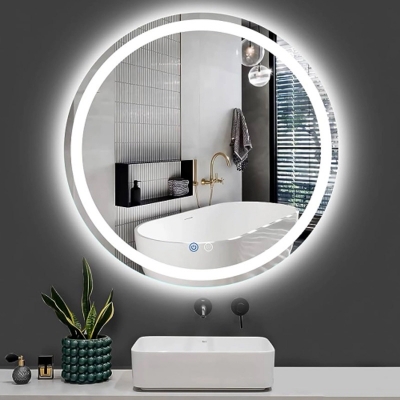 Picture of Premium Quality & Customizable High Intensity LED Touch Mirror - Round - Crystal - 24x24 Inch