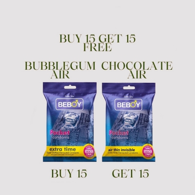 Picture of Beboy Extra Time Super Big Dotted Condom (Jasmine Flavour) Pocket Pack- 3Pcs(India) & Beboy Extra Time Air Thin Invisible Condom (Merigold Flavour) Pocket Pack- 3Pcs(India)
