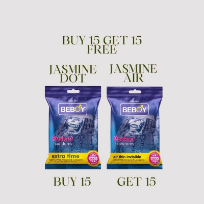 Picture of Beboy Extra Time Air Thin Invisible Condom (Merigold Flavour) Pocket Pack- 3Pcs(India) & Beboy Extra Time Air Thin Invisible Condom (Chocolate Flavoured) Pouch Pack- 3Pcs(India)