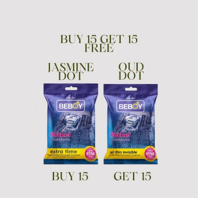 Picture of Beboy Extra Time Air Thin Invisible Condom (Merigold Flavour) Pocket Pack- 3Pcs(India) & Beboy Extra Time Air Thin Invisible Condom (Litchi Flavour) Pocket Pack- 3Pcs(India)