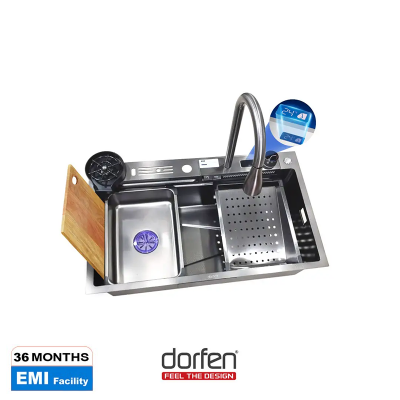 Picture of DORFEN Temperature Sensor Single Bowl Handmade Sink - 30x18x9.2