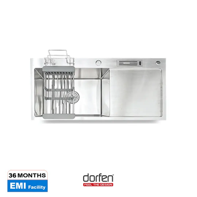 Picture of DORFEN Sinlge Bowl with Drain Board Handmade Sink - 36x18x9