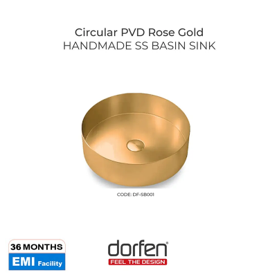 Picture of DORFEN Handmade Stainless Steel Basin (Pop-up Drain PVD Rose Gold) - Ø15.2x4.4