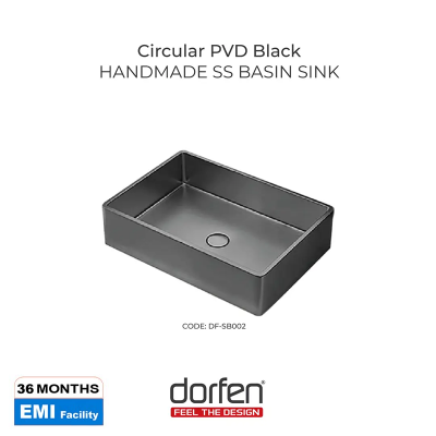 Picture of DORFEN Handmade Stainless Steel Basin (Pop-up Drain PVD Black) - 22x15.2x4