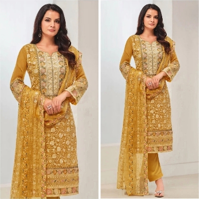 Picture of Georgette Embroidery New Stylish Semi Stitched Party Shalwer Kameez 4 pcs for Women