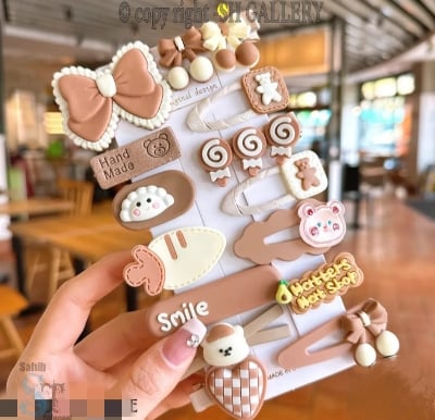 Picture of 14 Pcs Kids Hair Clips Set Cartoon Icecream Cute & Trendy Baby Girls Toddlers Hair Pins Barrettes, Combo of 14 Pcs