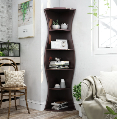 Picture of Minimax  Hill Curvy Corner Bookcase Brown