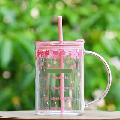 Picture of 400ml Glass Juice Sipper Mug with Straw- Elegant Glass Container for Storage, Preservation and Decor, Airtight Lid, Versatile