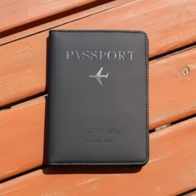 Picture of Elastic Band Leather Passport Cover Blocking For Cards Travel Passport Holder Wallet. (Black)