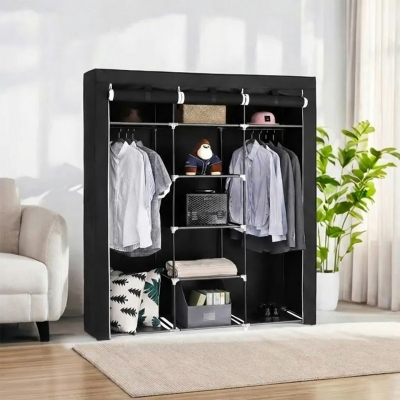 Picture of Fancy and Portable Foldable Almirah Wardrobe with 6 Cabinet and 2 Long Shelves Clothes Organizer