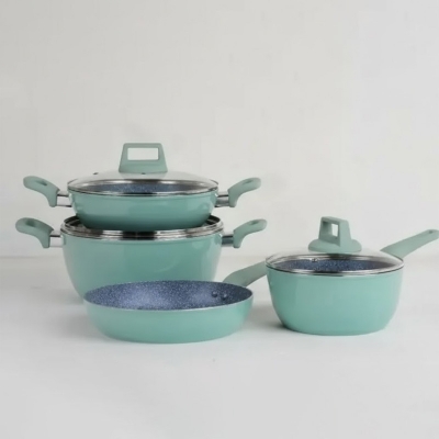 Picture of Kiam Chromatic 7 Pcs Ceramic Granite Cookware Set (Induction bottom)