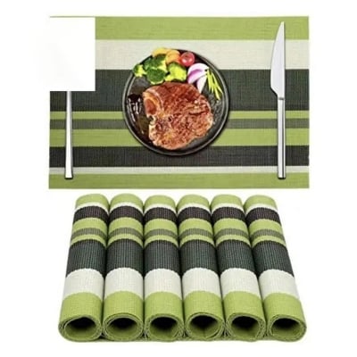 Picture of PVC Placemats Set of 6 for Dining Table Non Slip Heat Resistant Table Mats(6 Placemats,Green)