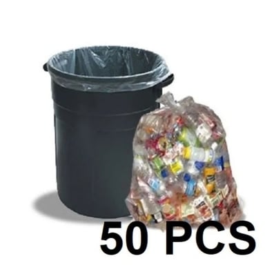Picture of Transparent (16" X12") 50PCS Trash Bag / Poly Bag / Garbage Bag / Moyla Felar Bag / Polibag (White)