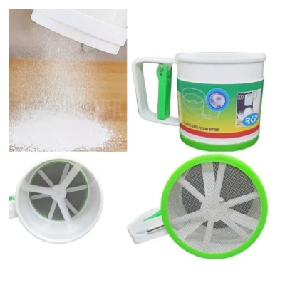 Picture of Plastic Flour Sieve, Hand Press Powder Filter, Sieve Cup, Kitchen Gadget for Cake, Sugar Sieve, Baking Sieve For Home.