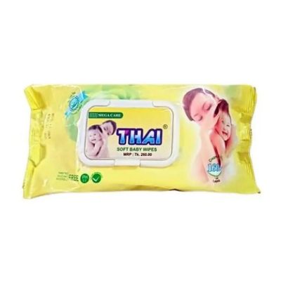 Picture of Thai Baby Wet Wipes (Pouch Pack)- 160Pcs (Yellow)