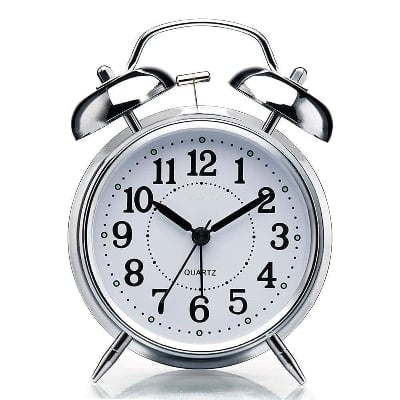 Picture of Big Round Cooper Metal Twin Bell Alarm Clock (Color SilVer)