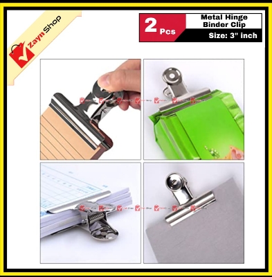 Picture of Metal Steel Hinge Clip Binder Paper Clip size 3 inch Pack of 2 pcs