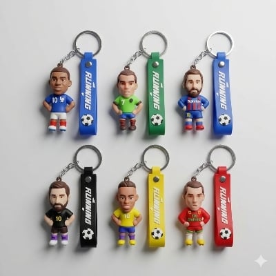 Picture of Premium 3D Football Star & Mascot Keychains with Silicone Strap
