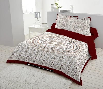 Picture of Double Size Panel Bed Sheet With Two Matching Design Pillow Covers For Big Bed Size 7.×8. Feet