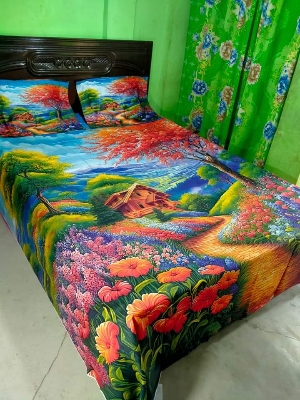 Picture of King size bed sheet with two pillow cover 100% cotton fabric