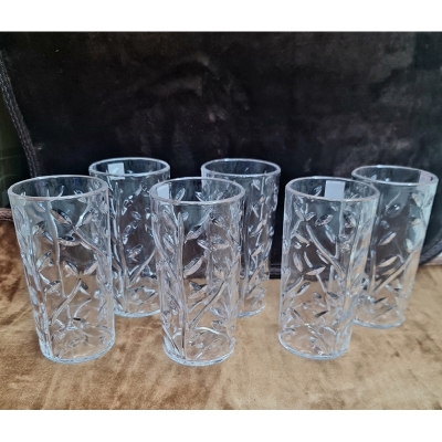 Picture of Water Drinking Glass 6 Piece set, Plastic clear Transparent Glass Set Plastic Drinking Glasses Crystal Set of 6 Unbreakable Stylish Transparent Glass, Wat