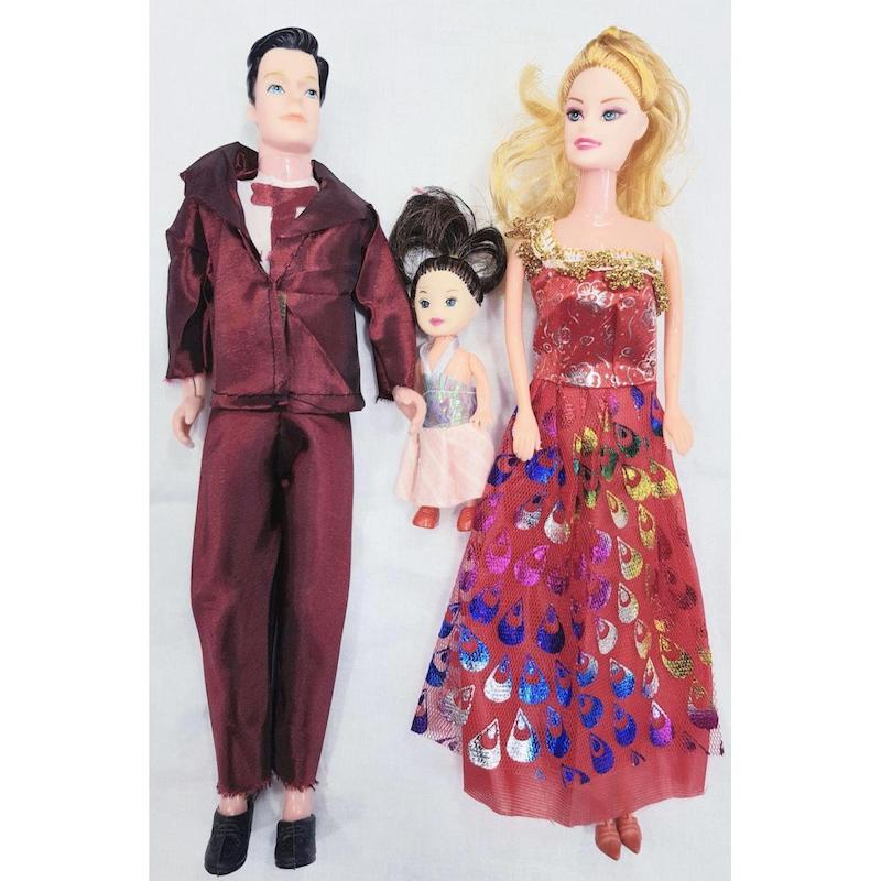 Picture of Ur 3 People Dolls Suit Pregnant Doll Family Mom+Dad+Baby Toy Multicolor - Multicolor
