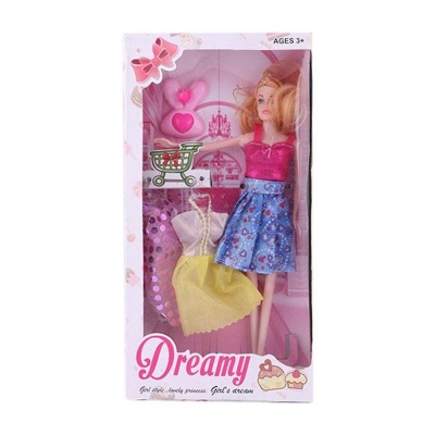 Picture of Plastic Barbie Toy Doll - Blue and Magenta