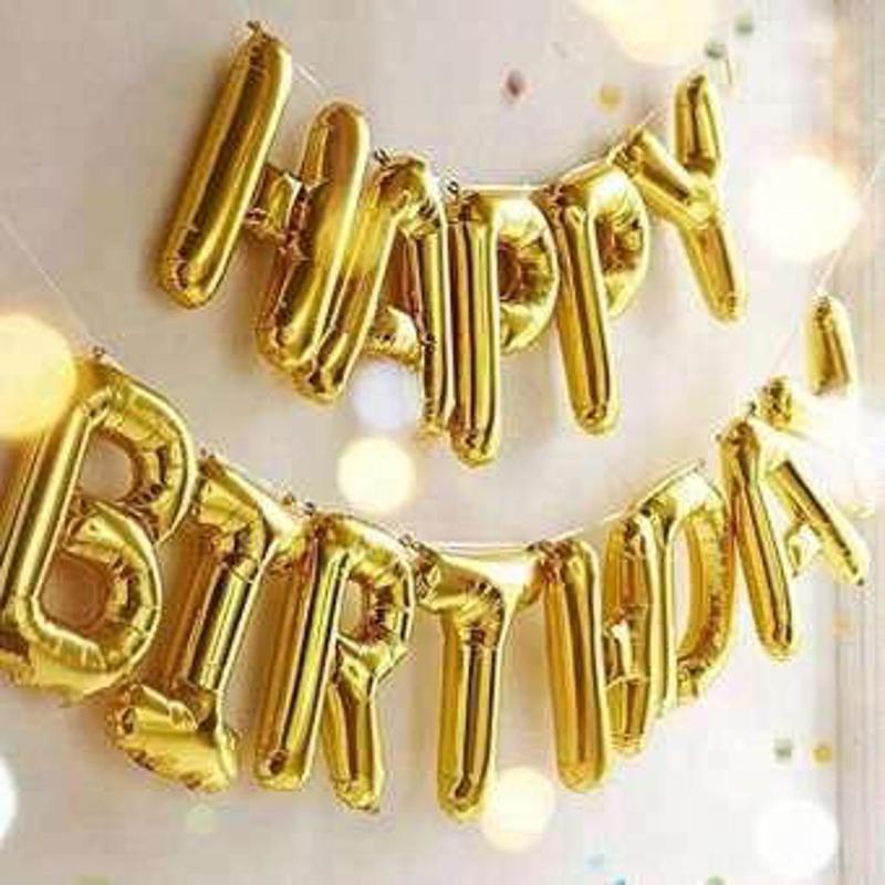Picture of Golden Foil Balloon Birthday Banner - Big Size Letter