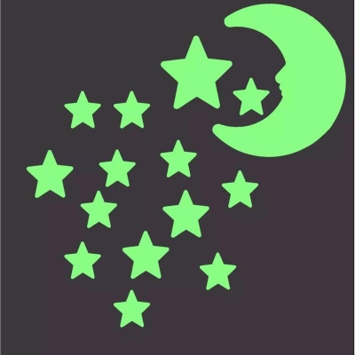Picture of Glow Star in Dark with Glue Dots 15pcs For Wall decor Best Glowing Alphabet, Love, Butterfly & Big Star Redium with Glue Sticker