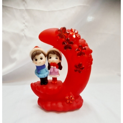 Picture of GIFT Romantic Couple Statue with moon Showpiece Gift for Valentine, Birthday, Anniversary and Home Décor