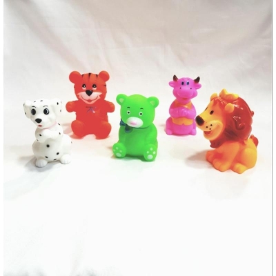 Picture of Food grade plastic Soft Rubber Float Sqeeze Sound Baby Wash Bath Play Animals Toys -5 pis
