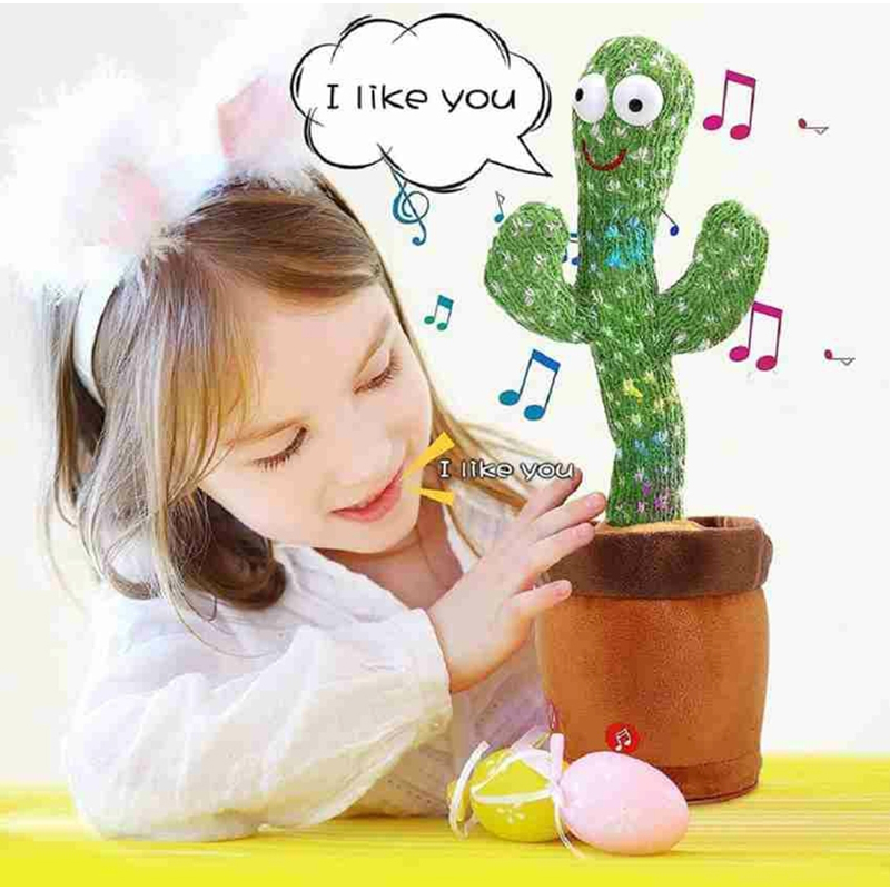Picture of Dancing Cactus Toy Electric Cactus Sing Repeat Singing Rechargeable Talking Cactus Mimicking Toy For Plush Toys 120 SONGS