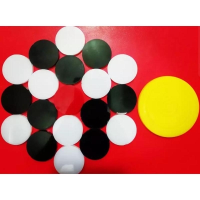 Picture of Carrom Guti ,Carrom Coins With Striker- 9 White & 9 Black Coin and 1 Red Coin With  1 Striker