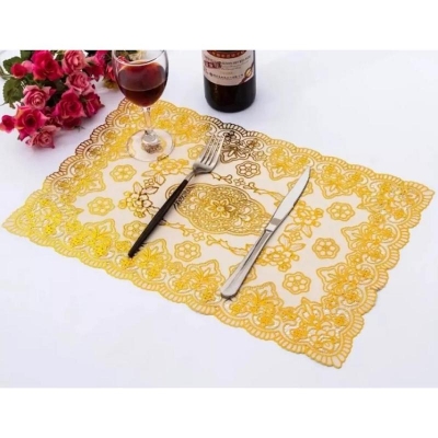 Picture of 6 pics PVC Table cloth TeaCup Mat Golden Colour
