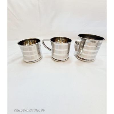 Picture of 3Pcs Drinking Mug Eco-friendly Handle Design Stainless Steel Water Tea Storage Non Magnetic Pure Stainless Steel Glass/mugs