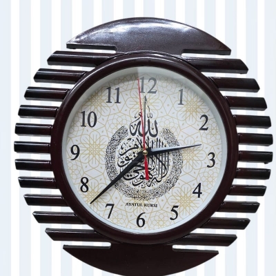 Picture of 12x12 inch.Classic Antique Fiber Made Pendulum Wall Clock ...  islamick ayatulkursi design.