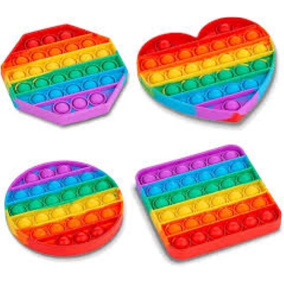 Picture of 1 X Push Pop Bubble Fidget Sensory Toy, Silicone Puzzle Game Toys Squeeze Sensory Toy for Kids, Family, Friend Rainbow