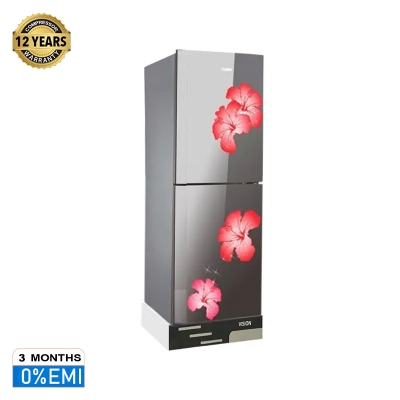 Picture of VISION Glass Door Refrigerator RE-238 Liter Mirror Jaba Flower Bottom Mount 