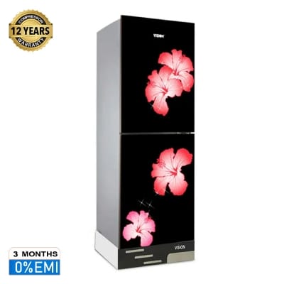 Picture of VISION Glass Door Refrigerator RE-280 Liter Mirror Jaba Flower Top Mount